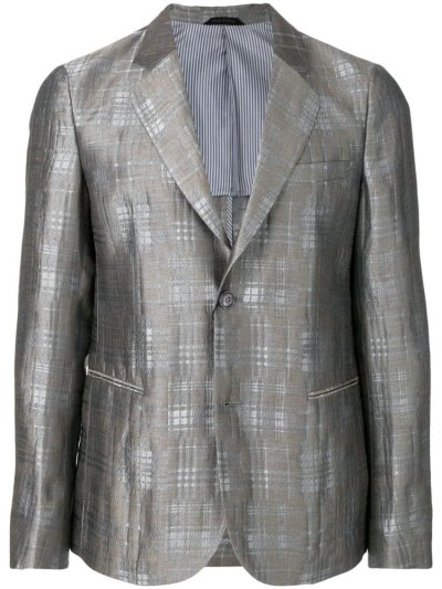 Grey Giorgio Armani Checked Print Men's Jackets | UAE47145