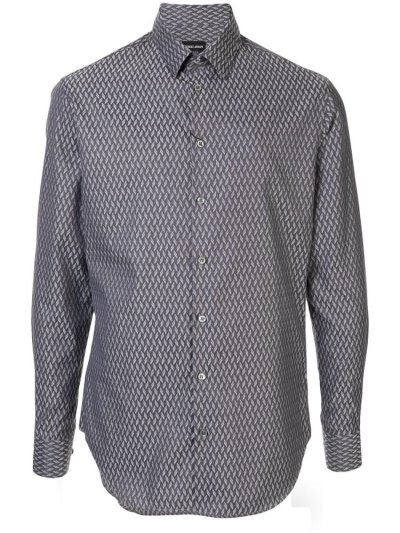 Grey Giorgio Armani Chevron Print Men's Shirts | UAE04535