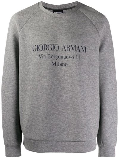 Grey Giorgio Armani Logo Men's Sweaters | UAE05858