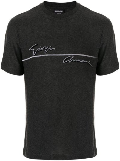 Grey Giorgio Armani Logo Print Men's T Shirts | UAE02047