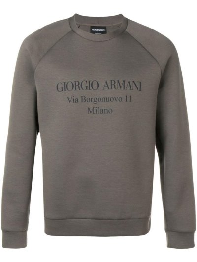 Grey Giorgio Armani Logo Print Men's Sweatshirts | UAE97013