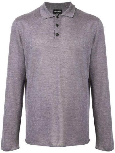 Grey Giorgio Armani Long Sleeve Men's Polo Shirts | UAE46364