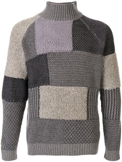 Grey Giorgio Armani Patchwork Knit Men's Jumpers | UAE01943
