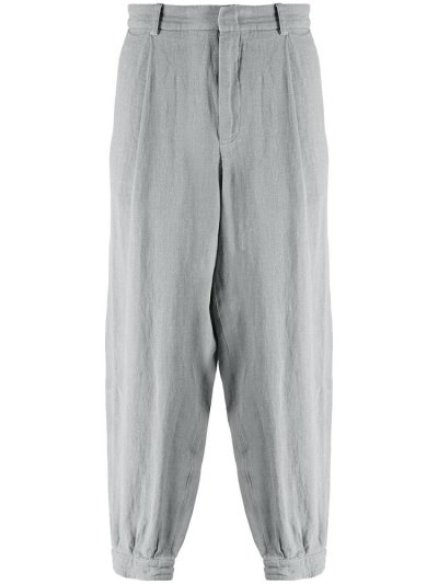 Grey Giorgio Armani Plain Loose Fit Men's Pants | UAE85109