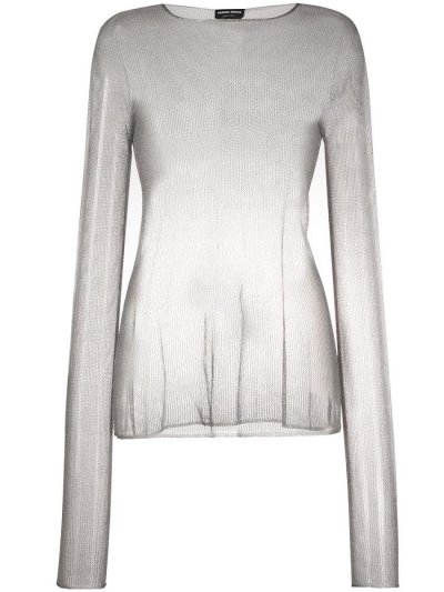 Grey Giorgio Armani See Through Knitted Women's Jumpers | UAE21351