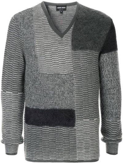 Grey Giorgio Armani V Neck Men's Jumpers | UAE71738