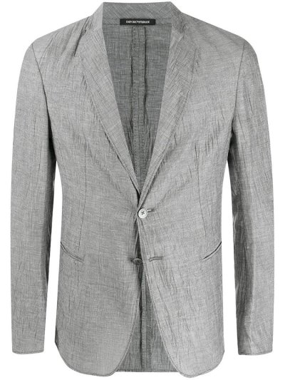 Grey / Black Armani Emporio Crinkled Check Men's Blazers | UAE27588