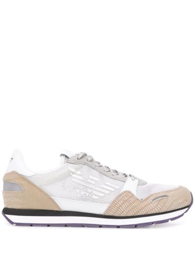 Grey / Brown Armani Emporio Panelled Lace Up Men's Sneakers | UAE54026