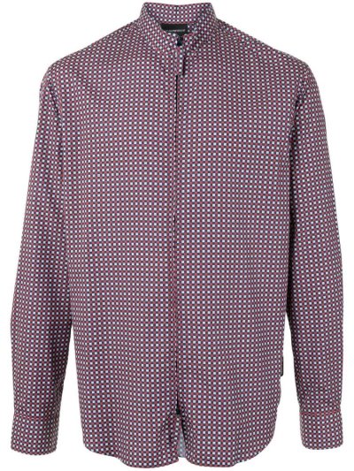 Multicolor Armani Emporio Check Print Zipped Men's Shirts | UAE31431