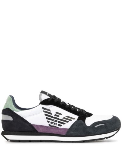 Multicolor Armani Emporio Eagle Print Lace Up Men's Sneakers | UAE12982