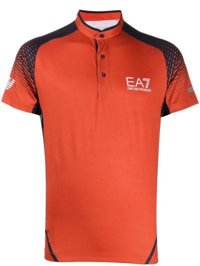 Orange Ea7 Emporio Armani Band Collar Men's Polo Shirts | UAE70514