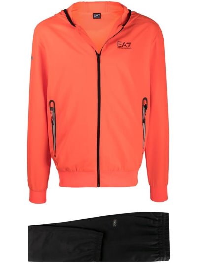 Orange / Black Ea7 Emporio Armani Long Sleeve Logo Tracksuits Men's Suits | UAE32362