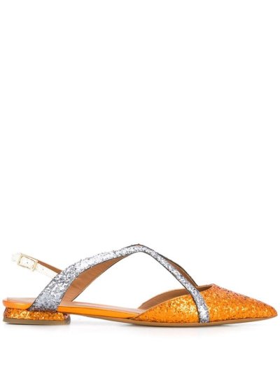 Orange / Silver Armani Emporio Glitter Strap Ballerina Women's Shoes | UAE62781