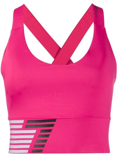 Pink Ea7 Emporio Armani Logo Cross Back Sports Bra Women's T Shirts | UAE84121