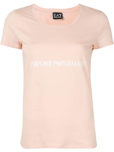 Pink Ea7 Emporio Armani Logo Print Women's T Shirts | UAE07622
