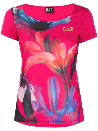 Pink Ea7 Emporio Armani Logo Women's T Shirts | UAE02644