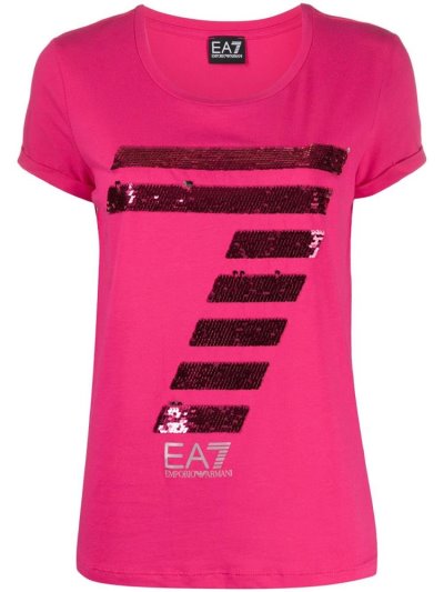 Pink Ea7 Emporio Armani Rhinestone Logo Women's T Shirts | UAE12617