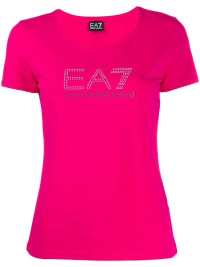 Pink Ea7 Emporio Armani Short Sleeve Logo Women's T Shirts | UAE06899