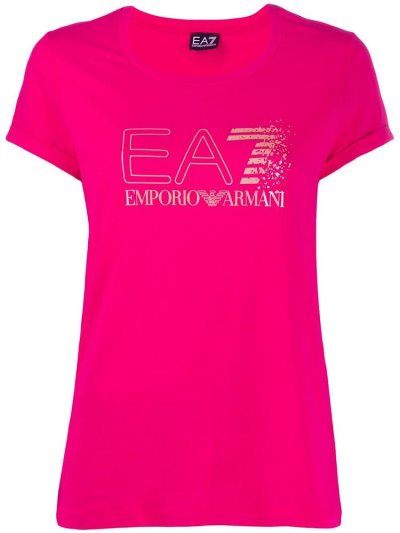 Pink Ea7 Emporio Armani Short Sleeve Logo Women's T Shirts | UAE40004