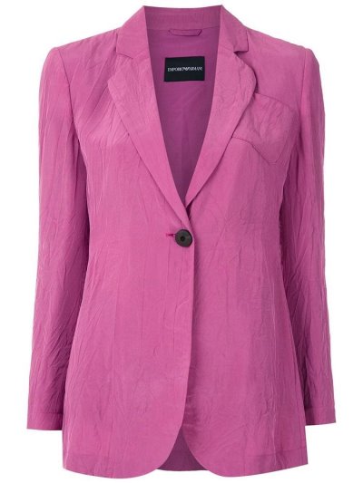 Pink Armani Emporio Crinkled Single Breasted Women's Blazers | UAE38137