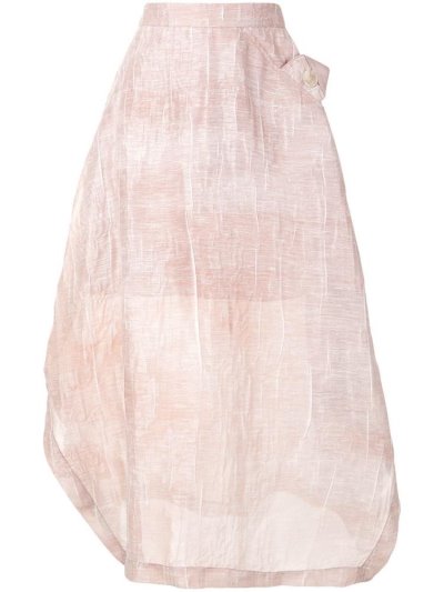 Pink Armani Emporio Jacquard Asymmetric Draped Midi Women's Skirts | UAE00531