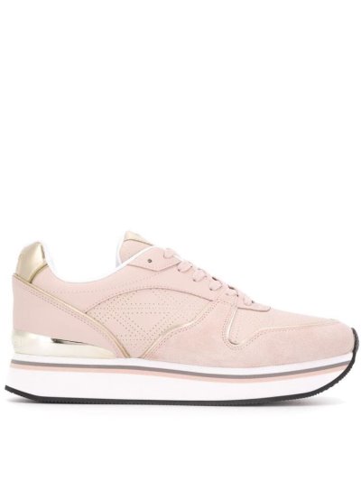 Pink Armani Emporio Lace Up Women's Sneakers | UAE85852