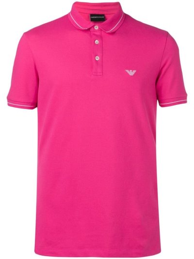 Pink Armani Emporio Logo Men's Polo Shirts | UAE31113