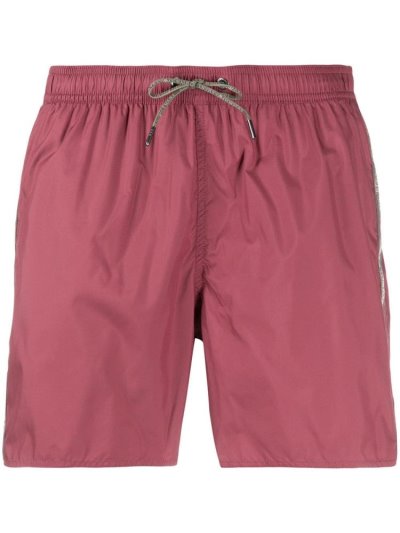Pink Armani Emporio Logo Stripe Men's Swim Shorts | UAE32096
