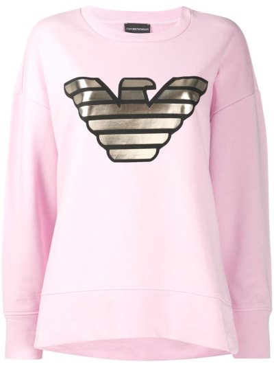 Pink Armani Emporio Metallic Logo Women's Sweatshirts | UAE89226
