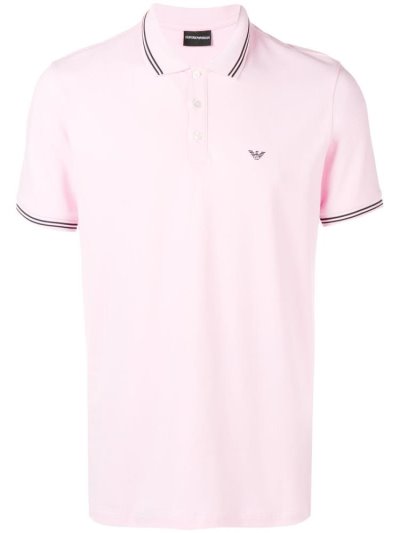 Pink Armani Emporio Short Sleeve Men's Polo Shirts | UAE05859