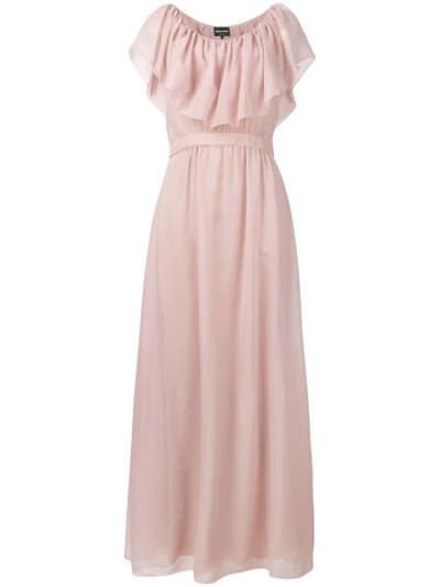 Pink Giorgio Armani Ruffle Maxi Women's Dress | UAE50316