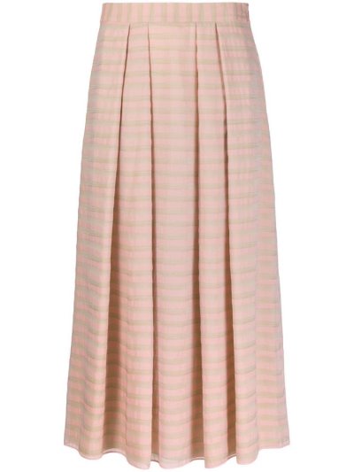 Pink / Neutral Armani Emporio Stripe Pleated Women's Skirts | UAE77478