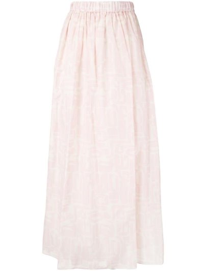 Pink / White Armani Emporio Motif Maxi Women's Skirts | UAE06920