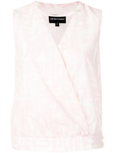 Pink / White Armani Emporio Motif Wrap Women's Tops | UAE51368