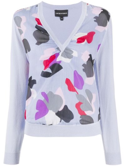 Purple Armani Emporio Abstract Printed Women's Sweatshirts | UAE18646