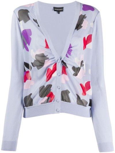 Purple Armani Emporio Abstract Print Women's Cardigan | UAE55729