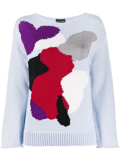 Purple Armani Emporio Abstract Printed Women's Sweatshirts | UAE92819