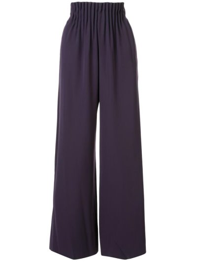 Purple Armani Emporio Gathered Waist Wide Leg Women's Pants | UAE66318