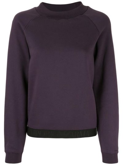 Purple Armani Emporio Logo Trim Women's Sweatshirts | UAE68908
