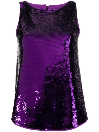 Purple Armani Emporio Sequin Women's Tank Tops | UAE62150