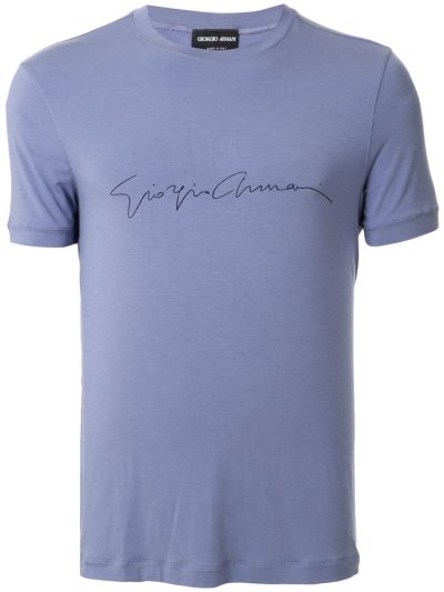 Purple Giorgio Armani Logo Men's T Shirts | UAE10512