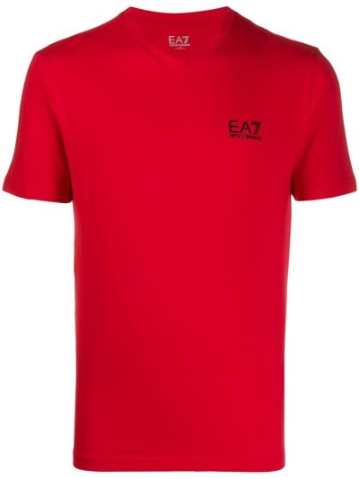Red Ea7 Emporio Armani Logo Print Slim Fit Men's T Shirts | UAE05365