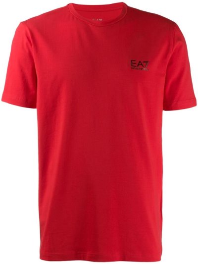 Red Ea7 Emporio Armani Printed Logo Men's T Shirts | UAE68654