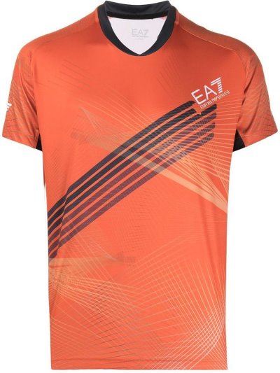 Red Ea7 Emporio Armani Sports Printed Men's T Shirts | UAE42883
