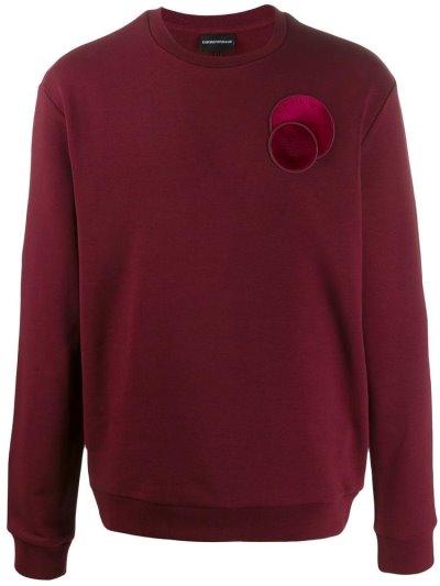 Red Armani Emporio Circle Patch Men's Jumpers | UAE51788
