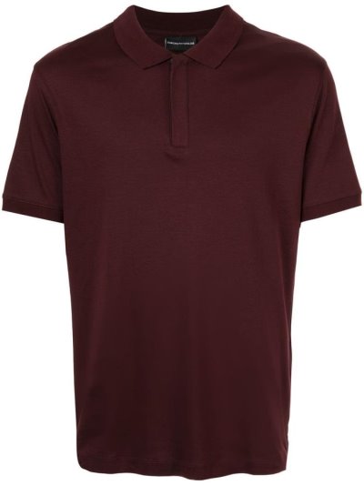 Red Armani Emporio Concealed Front Men's Polo Shirts | UAE71147