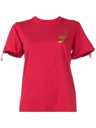 Red Armani Emporio Drawstring Sleeve Women's T Shirts | UAE77343