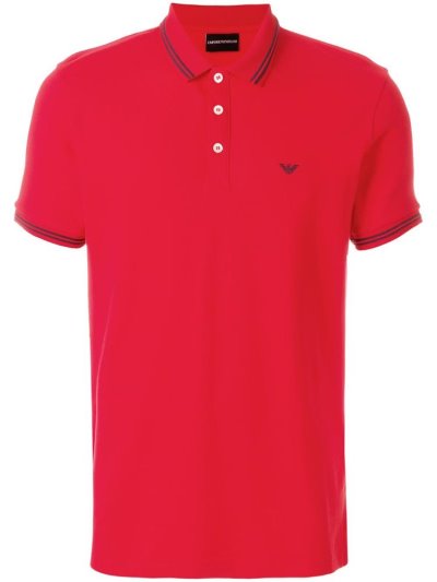 Red Armani Emporio Embroidered Logo Short Sleeve Men's Polo Shirts | UAE92334