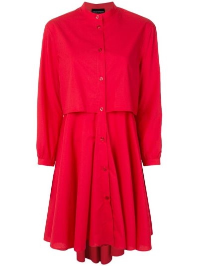 Red Armani Emporio Layered Shirt Dress Women's Dress | UAE54006