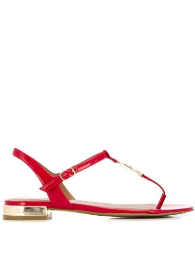 Red Armani Emporio Logo Charm Women's Sandals | UAE68752